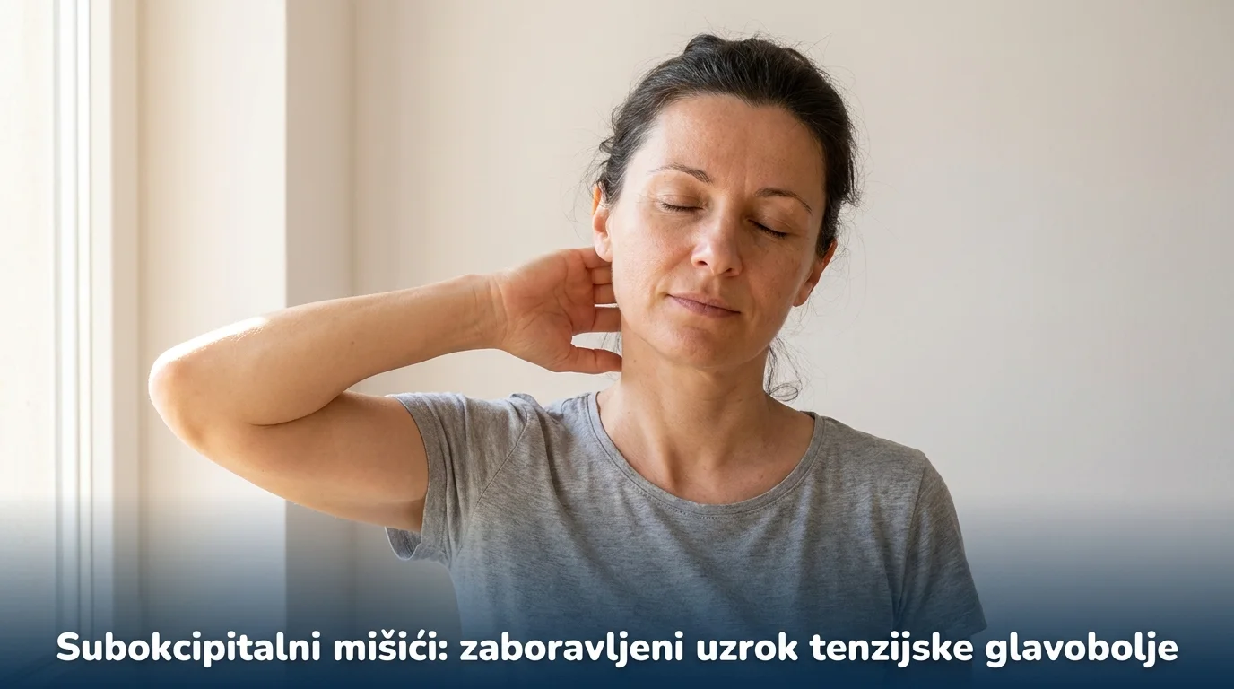 Žena ujutro drži potiljak zbog napetosti subokcipitalnih mišića